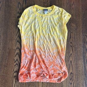 Dots Yellow and Orange Floral Short Sleeve Tee